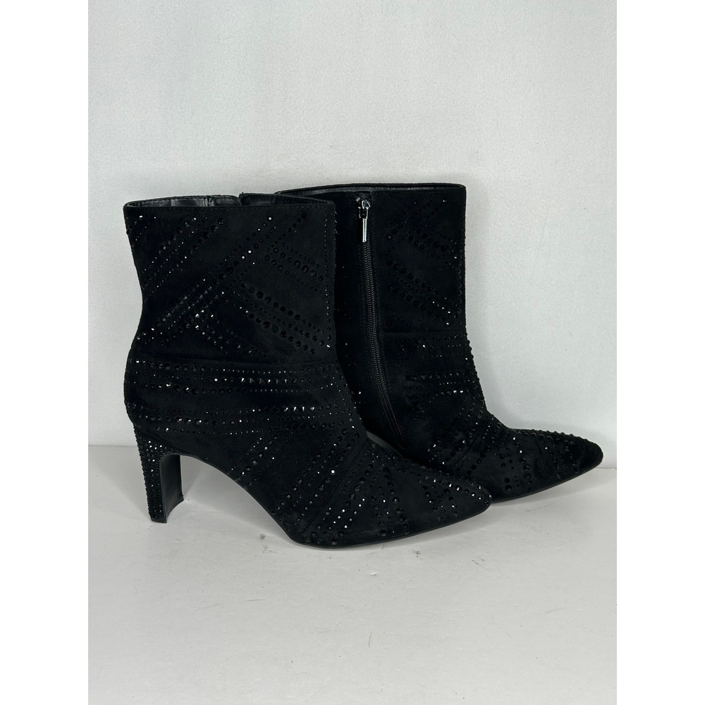 INC International Concepts Vyomi Black Rhinestone Studded Ankle Boots Womens 11M